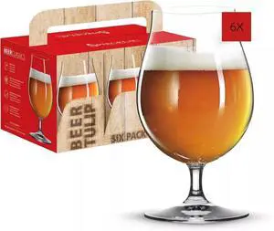 Spiegelau Pack of 6 Classic Tulip Beer Glasses, Dishwasher Safe - Clear