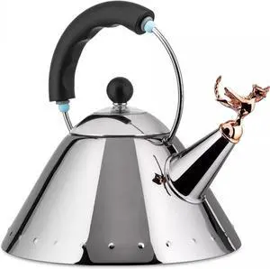Alessi Stainless Steel Tea Rex Kettle, Prehistoric Reptilian Whistle, 2.1 Quarts