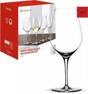 Spiegelau 4-Pack Authentis White Wine Glasses, Dishwasher Safe - Clear