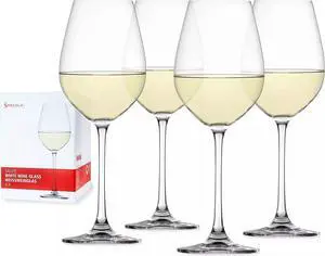 Spiegelau 4-Pack Salute White Wine Glasses, Dishwasher Safe - Clear
