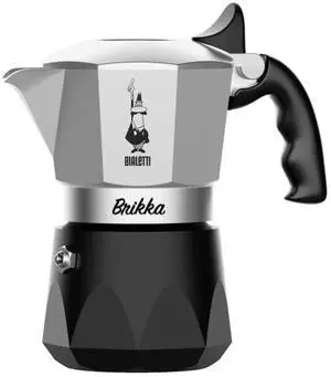 Bialetti Nuova Brikka Moka Caffetteria Caffe Espresso, 2 Cups - Black/Silver Bialetti Nuova Brikka Moka Caffetteria Caffe Espresso, 2 Cups - Black/Silver