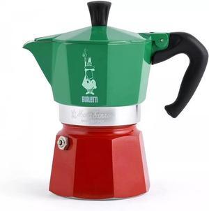 Bialetti Moka 3-Cup Express Tri Color Espresso Maker, Green/Red
