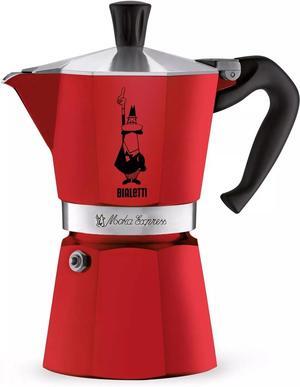 Bialetti 6 Cup Moka Express Stovetop Aluminum Espresso Maker, Red