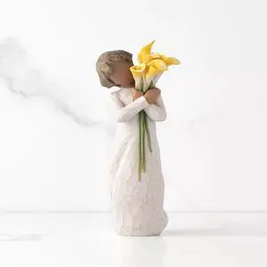 Willow Tree Gratitude, Holding Large Bouquet Yellow Calla Lilies - Resin Figure