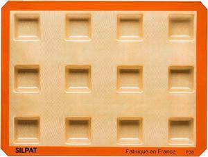 Silpat 12 Hole Non-Stick Original Perfect Silicone Brownie Mold, Orange