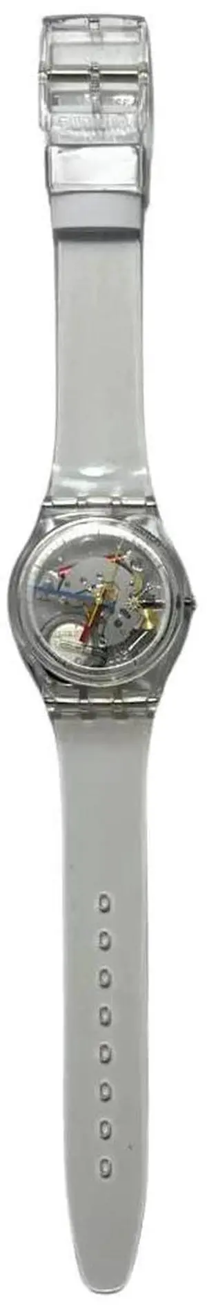 Swatch Unisex Clearly Gent Adjustable Analog Quartz Transparent Watch, 34mm