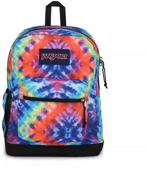 JanSport Cross Town Plus Backpack for 15-Inch Laptop, Red/Multi Hippie Days