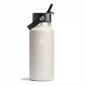 Hydro Flask Vacuum Insulated Wide Mouth Chug Cap with Straw Lid, 32oz, Oat