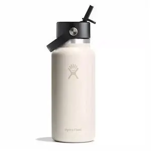 Hydro Flask Vacuum Insulated Wide Flex Water Bottle with Straw Lid, 32oz, Ivory