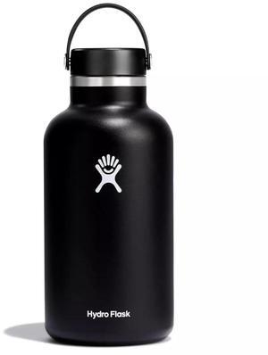 Hydro Flask Vacuum Insulated Wide Mouth Flex Straw Lid Water Bottle, 64oz, Black
