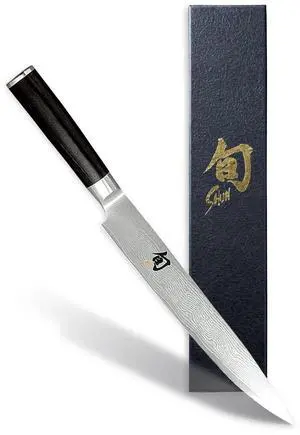 Shun DM-0704 Stainless Steel Classic Plain Slicing Knife, 9 Inch - Silver