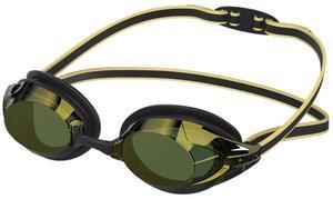 Speedo Vanquisher 3.0 Mirrored Swimming Googles, Black/Emerald/Gold Mirror