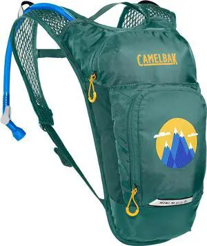 CamelBak Kids Mini M.U.L.E. 50oz Lightweight Hydration Pack, Green/Mountains