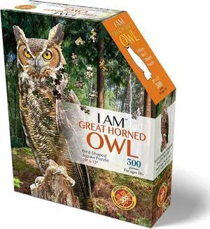 Madd Capp I AM Great Horned OWL Unique Shaped Jigsaw Puzzle, 300 Pieces, Age 10+
