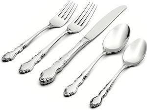Oneida Dover 45 Piece Stainless Steel Fine Flatware Set, Service For 8, Silver