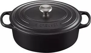Le Creuset 4.7L Signature Cast Iron Oval Casserole Dish with Lid, Matte Black