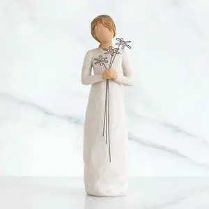 Willow Tree Grateful, Holding three wire flowers - Sculpted Hand-Painted Figure