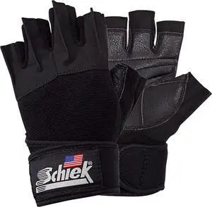 Schiek 540 Unisex Platinum Lifting Gloves with Wrist Wraps, Black, Small