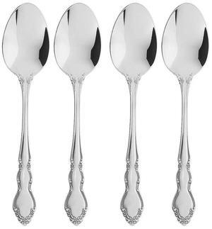 Oneida Dover Fine Flatware Teaspoons, Stainless Steel, Silver, Set of 4
