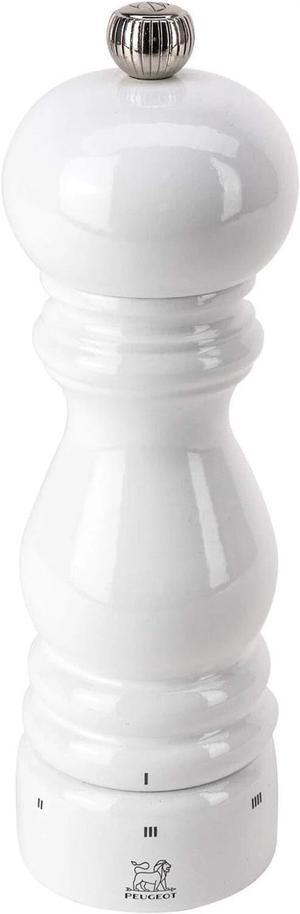 Peugeot 7-Inch Paris U'Select Lightweight Beech Wood Salt Mill, White Lacquer