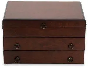Reed & Barton 43M Bristol Grande Mahogany Finish Flatware Chest, Brown
