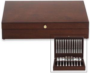 Reed & Barton Eureka Mahogany Flatware Chest, Wood Veneer over MDF, Service for 12