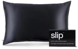 Slip 20" x 30" Queen Pure Silk Pillow Case, Soft & Durable - Black