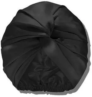 Slip 100% Pure Mulberry Silk Pull-On Turban, Ultra Soft & Gentle on Hair - Black