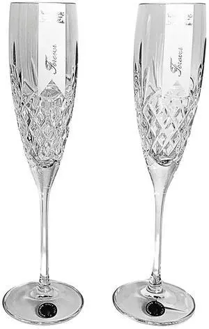 Waterford Set of 2 Classic Bridal Theme Crystal Love Forever Flute - Clear