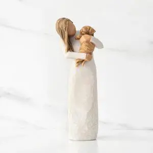 Willow Tree Adorable You, Holding Golden Color Puppy - Hand Painted Resin Figure