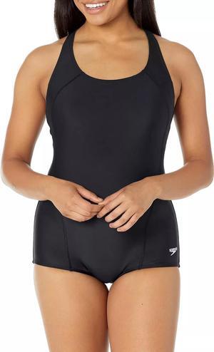 Speedo Women's Princess Seam Ultraback One Pc Swimsuit, Black, Size 8
