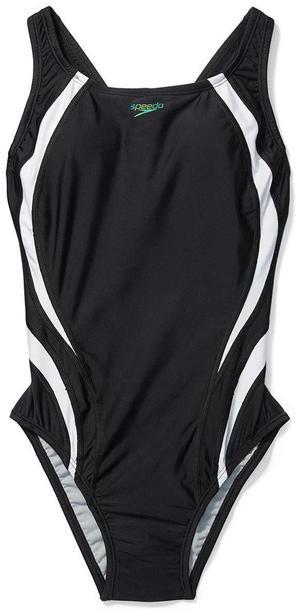 Speedo Women's Swimsuit Creora Highclo Quantum Splice - Fusion Black, Size 14