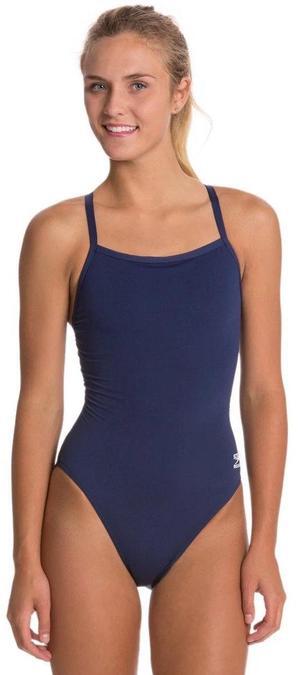 Speedo Women's Solid Flyback Training Swimsuit, Team Navy, Size D36
