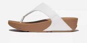 FitFlop Women's Lulu Leather Toe-Post Regular Sandals, White, Size 10
