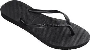 Havaianas Unisex Comfortable Slim Rubber Flip Flop, Black, Size 39/40
