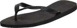 Havaianas Unisex Regular Cushioned Footbed Top Flip Flops, Black, Size 35/26