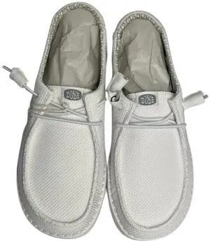 Hey Dude Womens Wendy Stretch Slip-on Comfortable Loafers, White, Size 9