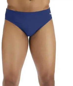 TYR Mens Durafast Elite Racer Brief Comfortable Swimsuit - Navy, Size 38