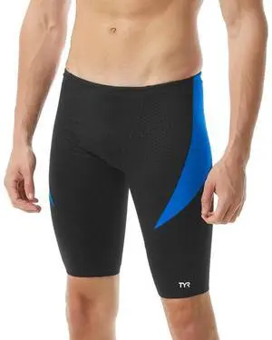 TYR Mens Durafast Elite Curve Splice Jammer Swimsuit - Black/Blue, Size 38