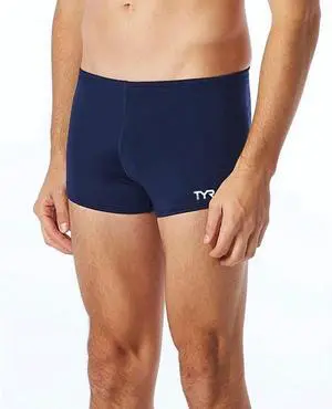 TYR Men's Tyreco Square Leg Pull On Swimsuit Brief Jammer - Navy, Size 34