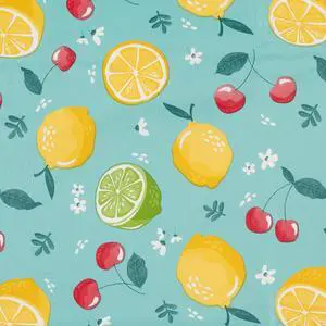 Elrene Home Fashions Lemons & Cherries Waterproof Tablecloth, Oblong (Rectangle), 60" x 120"