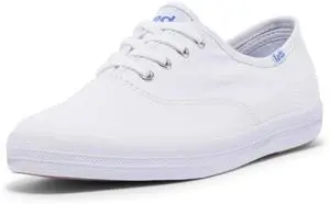 Keds Women's Champion Canvas Lace Up Casual Wide Sneaker, White, Size W 9.5