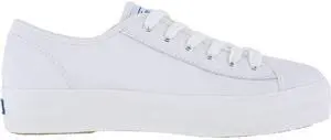 Keds Women's Triple Kick Leather Lace-up Platform Sneakers, White, Size 8.5