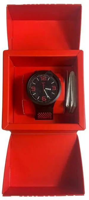 Swatch SO27B102 Men's BBBlood Quartz Watch with Silicone Strap, 47mm, Black/Red
