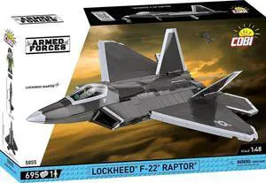 COBI Armed Forces Lockheed F-22 Raptor Jet Plane, Silver, 695 Pieces