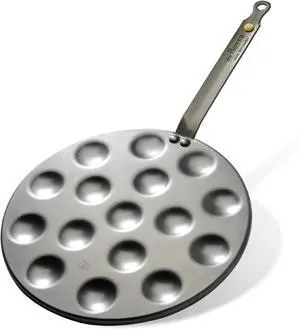 De Buyer 5612.16 Mineral B Round Aebleskiver & Poffertjes Pan, Nonstick, 10.75"