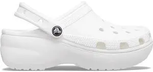 Crocs Unisex Classic Platform Fit & Comfortable Clog - White, Size W11
