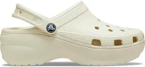 Crocs Unisex Classic Platform Fit & Comfortable Clog - Bone, Size W4