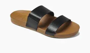 REEF Women's Cushion Vista Lightweight Regular Slide Sandal, Black/Natural Size 8