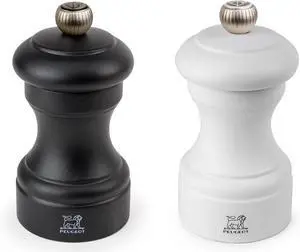 Peugeot Bistro Duo Manual Salt and Pepper Mill Grinder Set, 4-Inch, Black/White